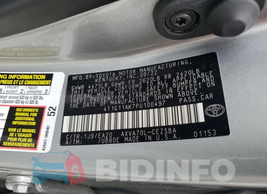 4T1G11AK7PU100497 Photo# 12