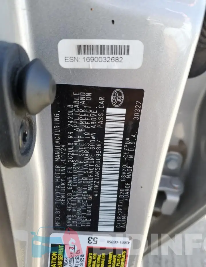 4T1KZ1AK5RU099887 Photo# 13