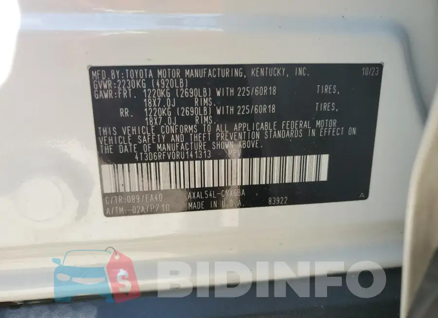 4T3D6RFV0RU141313 Photo# 14