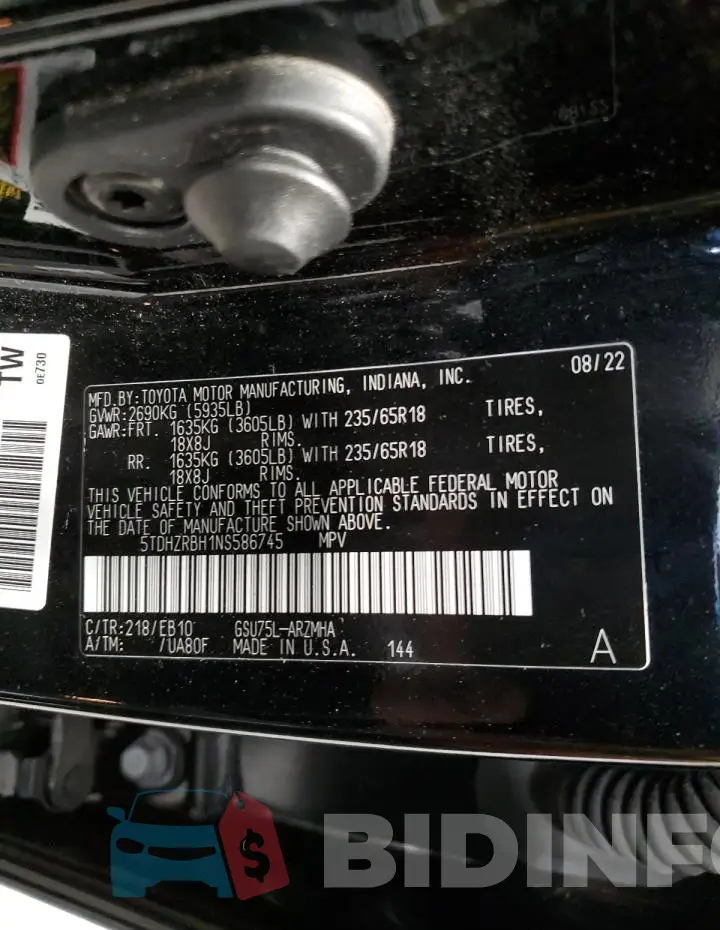 5TDHZRBH1NS586745 Photo# 14