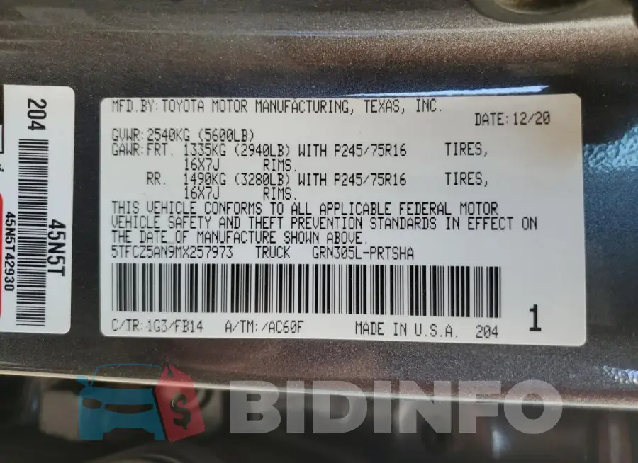 5TFCZ5AN9MX257973 Photo# 13