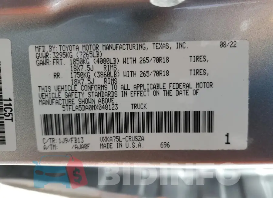 5TFLA5DA0NX048123 Photo# 12