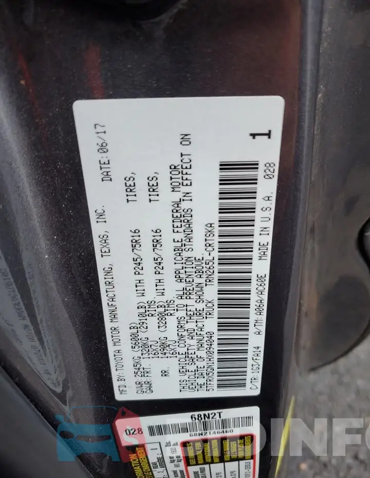 5TFRX5GN1HX094040 Photo# 12