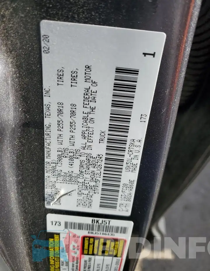 5TFRY5F12LX267245 Photo# 12