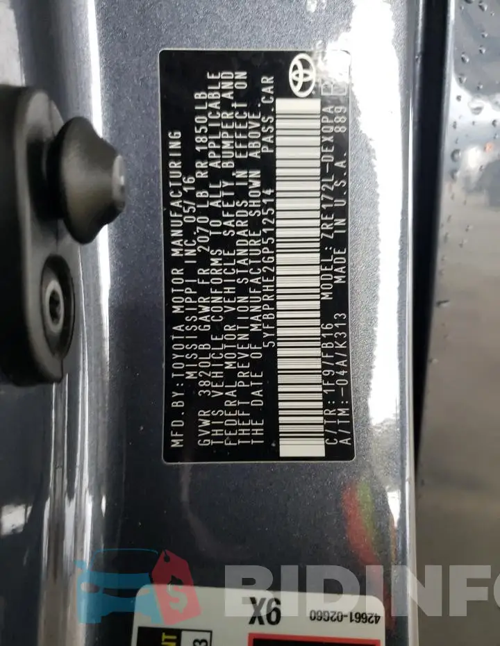 5YFBPRHE2GP512514 Photo# 13