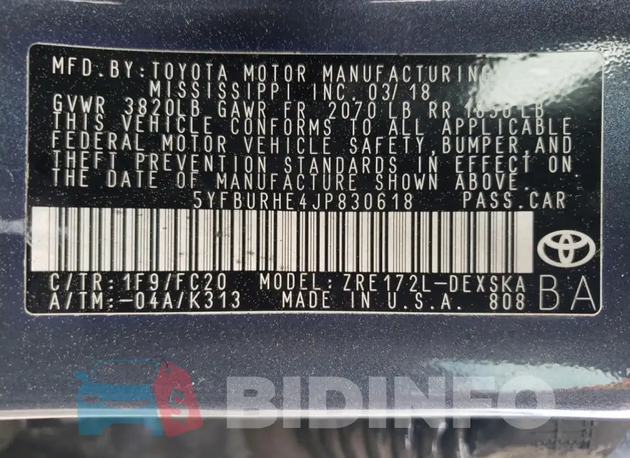 5YFBURHE4JP830618 Photo# 12