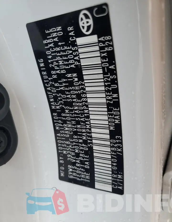 5YFEPMAE1NP286232 Photo# 12 5YFEPMAE1NP286232 Photo# 12