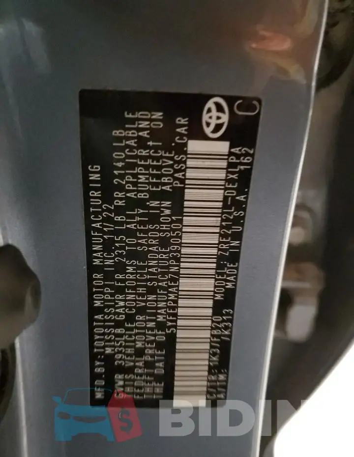 5YFEPMAE7NP390501 Photo# 12