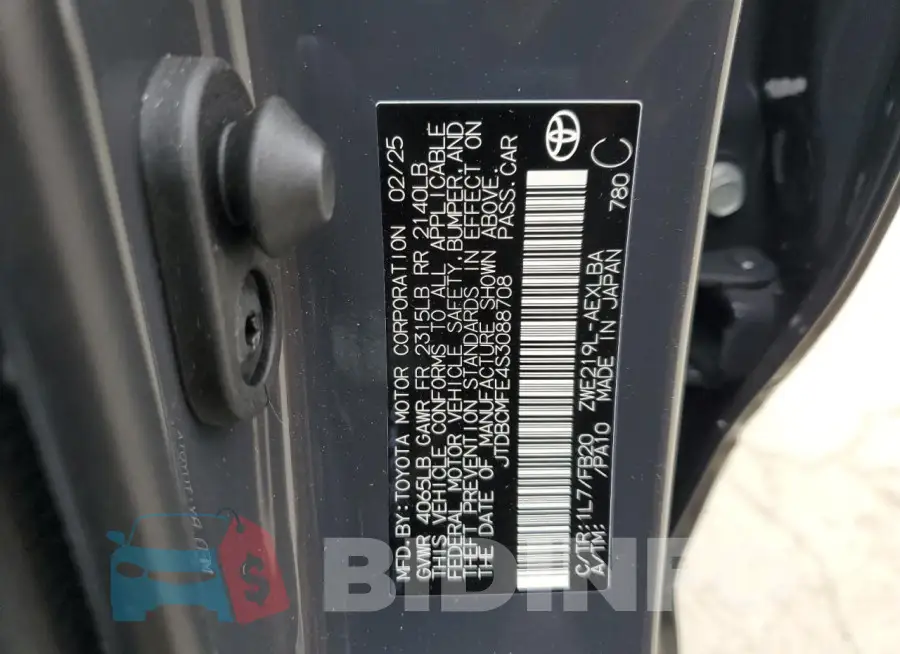 JTDBCMFE4S3088708 Photo# 12