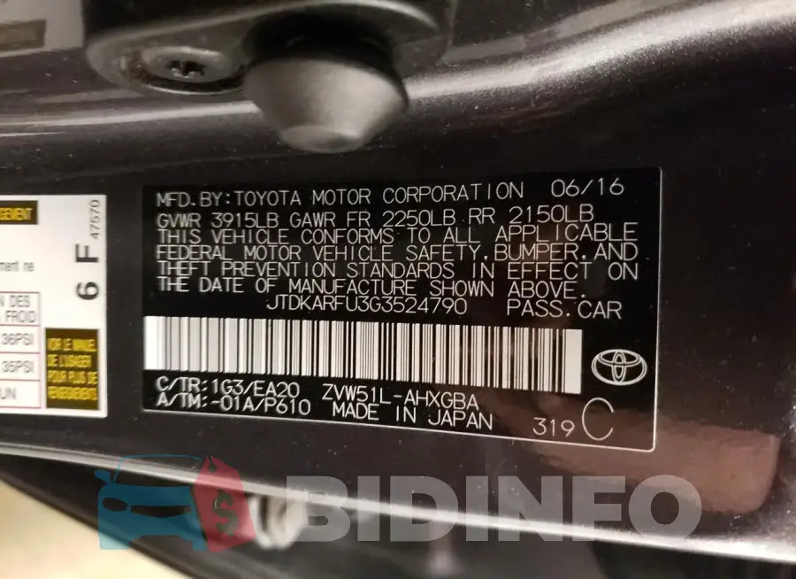 JTDKARFU3G3524790 Photo# 12