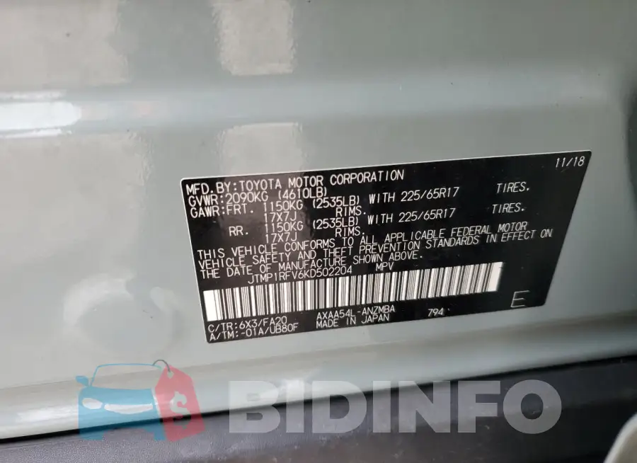 JTMP1RFV6KD502204 Photo# 14