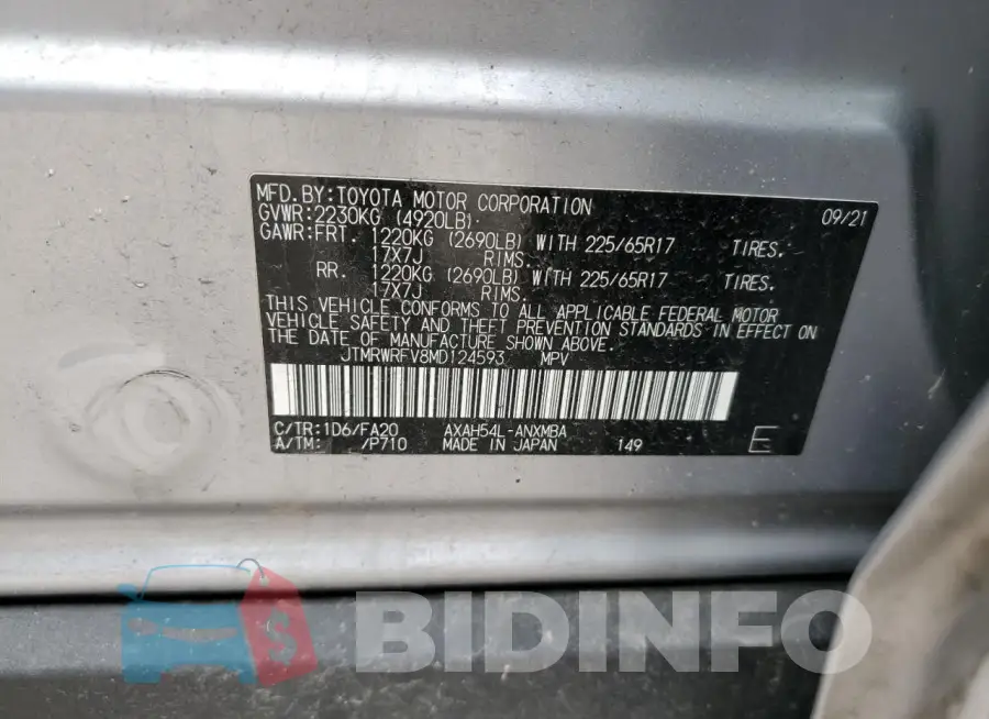 JTMRWRFV8MD124593 Photo# 13