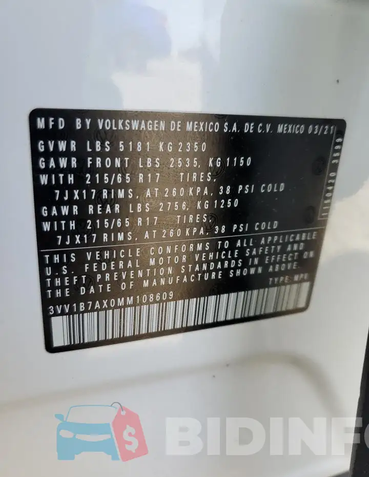 3VV1B7AX0MM108609 Photo# 14