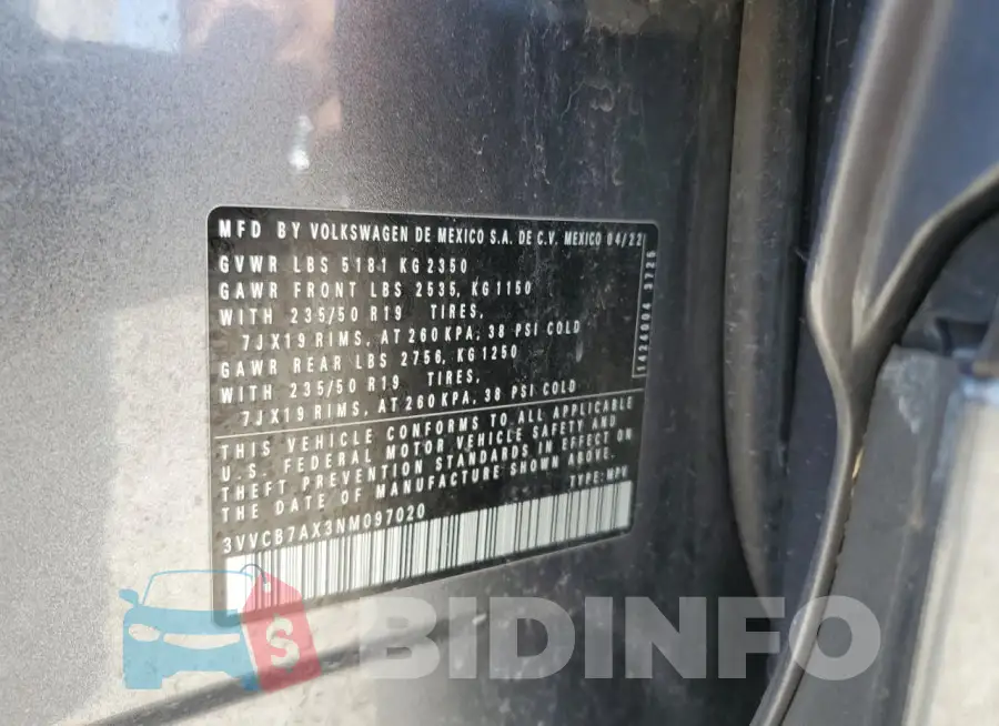 3VVCB7AX3NM097020 Photo# 13