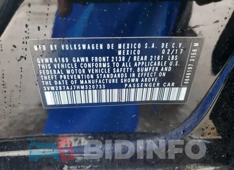 3VW2B7AJ7HM320733 Photo# 12