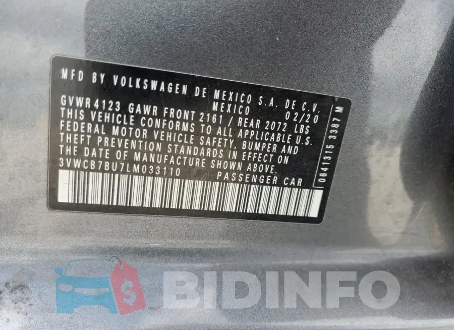 3VWCB7BU7LM033110 Photo# 13