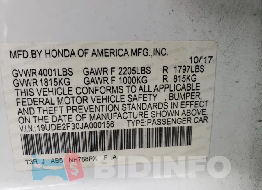 19UDE2F30JA000156 Photo# 13