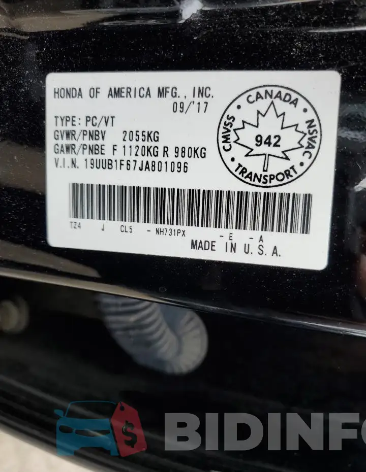 19UUB1F67JA801096 Photo# 12