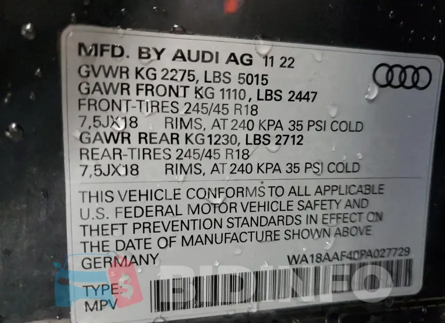 WA18AAF40PA027729 Photo# 12