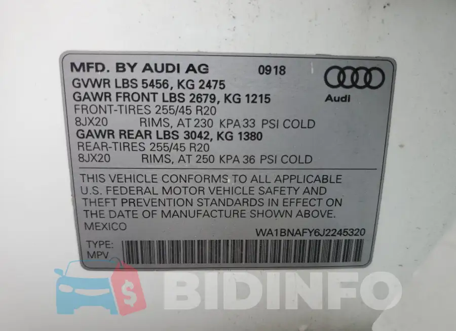 WA1BNAFY6J2245320 Photo# 13