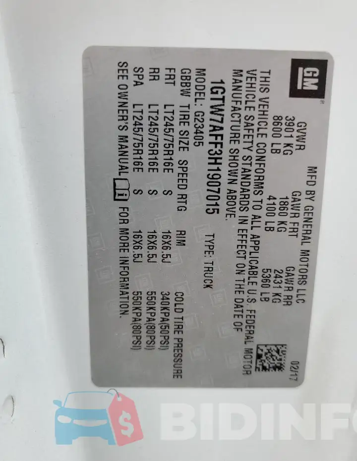 1GTW7AFF3H1907015 Photo# 13
