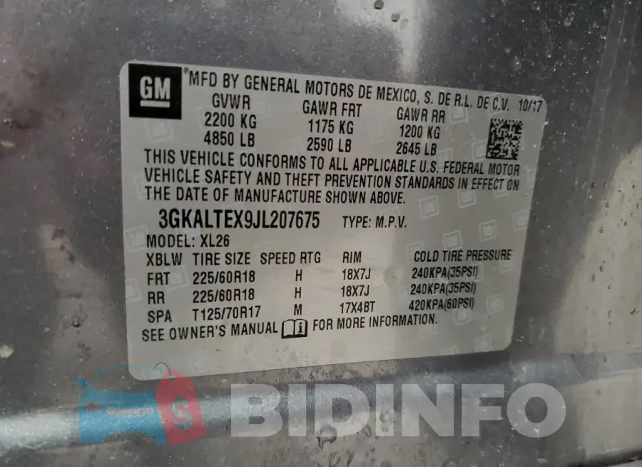 3GKALTEX9JL207675 Photo# 14