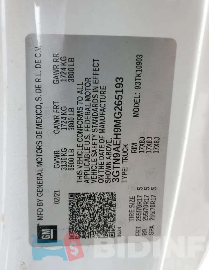 3GTN9AEH9MG265193 Photo# 12