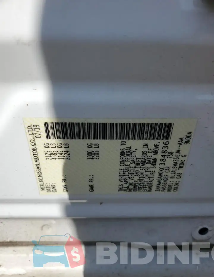 1N4AA6AV0KC384836 Photo# 12