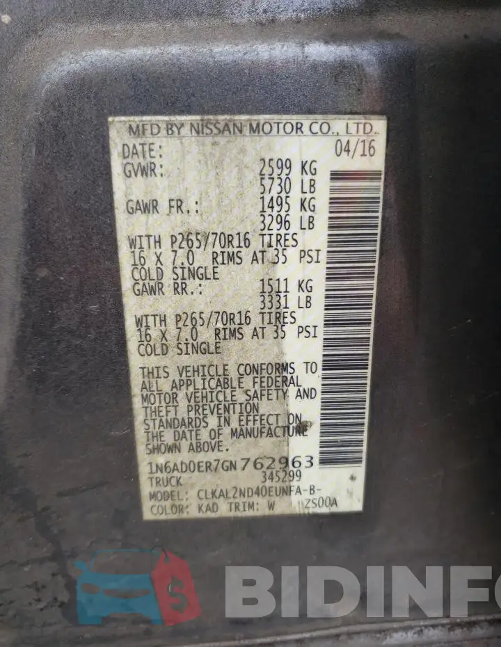 1N6AD0ER7GN762963 Photo# 12