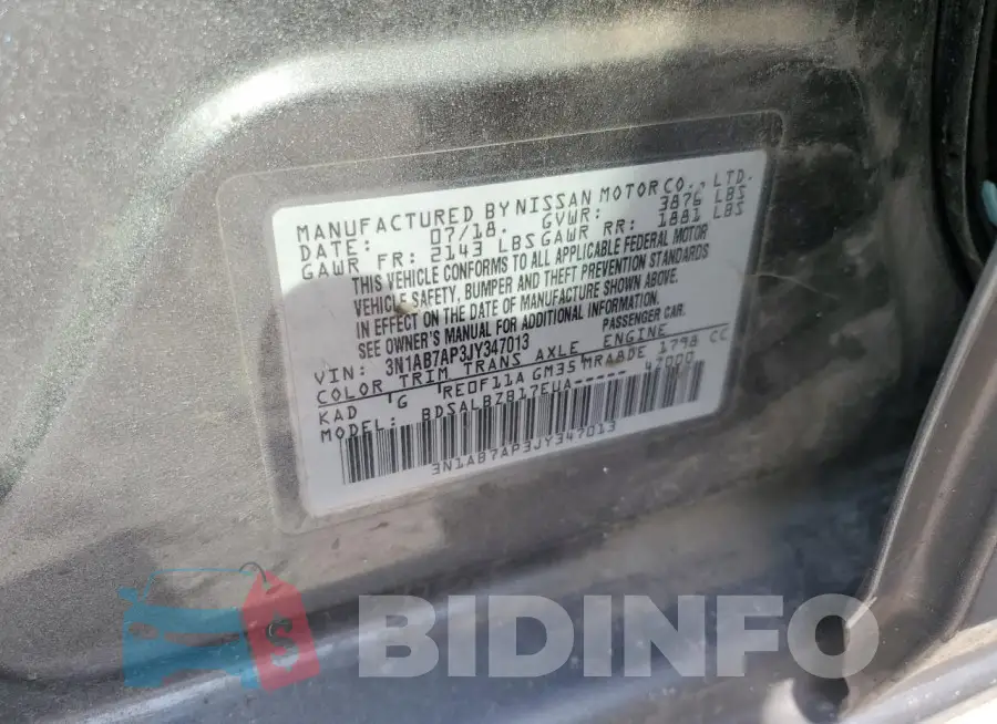 3N1AB7AP3JY347013 Photo# 12
