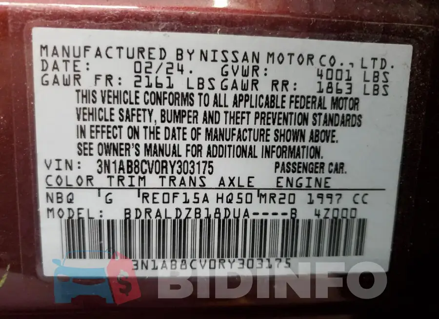 3N1AB8CV0RY303175 Photo# 13