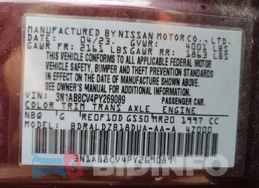 3N1AB8CV4PY269089 Photo# 12