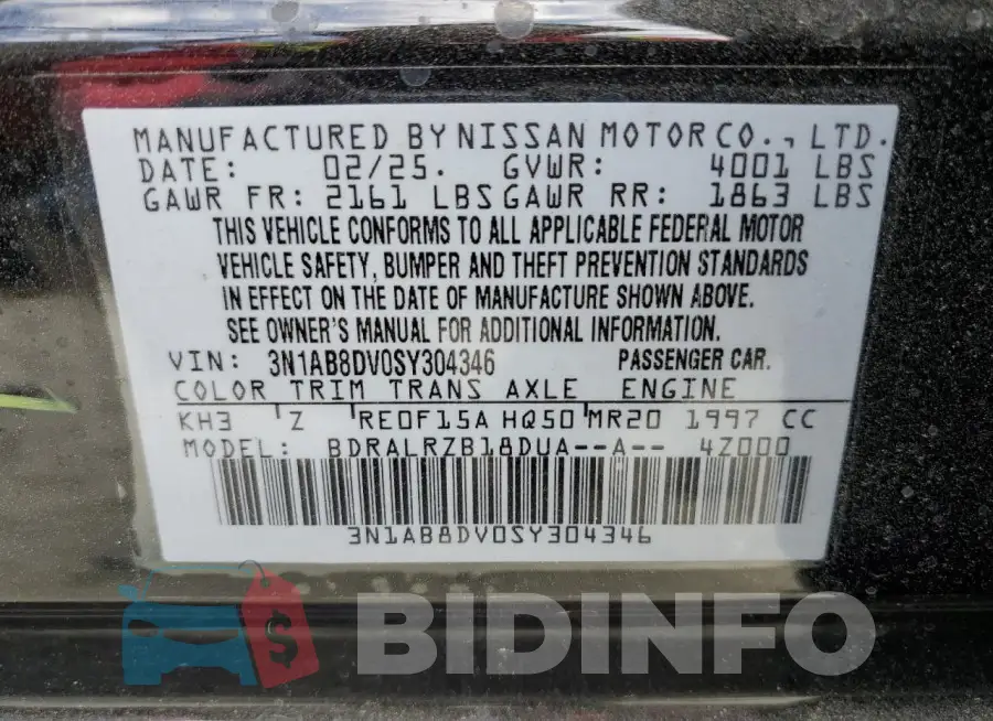 3N1AB8DV0SY304346 Photo# 12