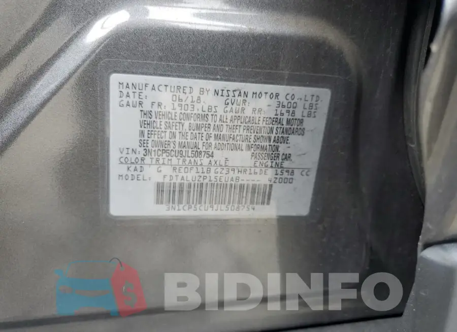 3N1CP5CU9JL508754 Photo# 13