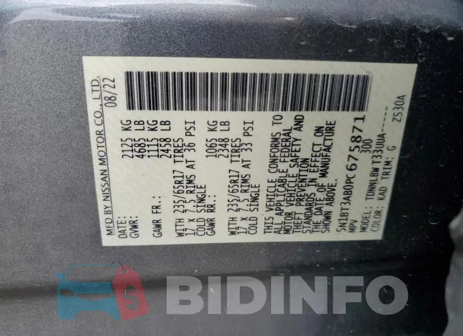 5N1BT3AB0PC675871 Photo# 13