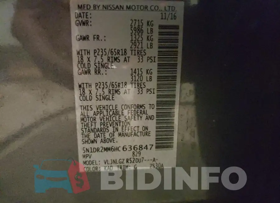 5N1DR2MM6HC636847 Photo# 13