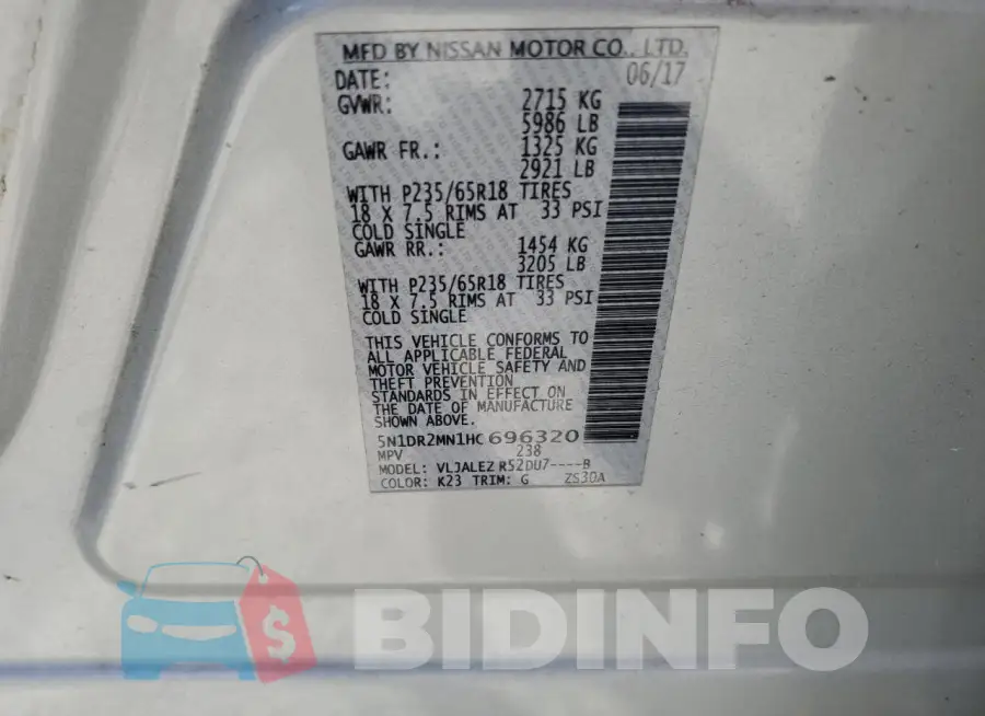 5N1DR2MN1HC696320 Photo# 13