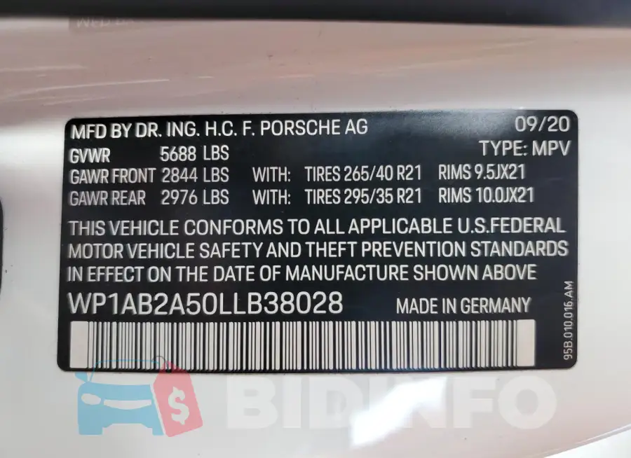 WP1AB2A50LLB38028 Photo# 14