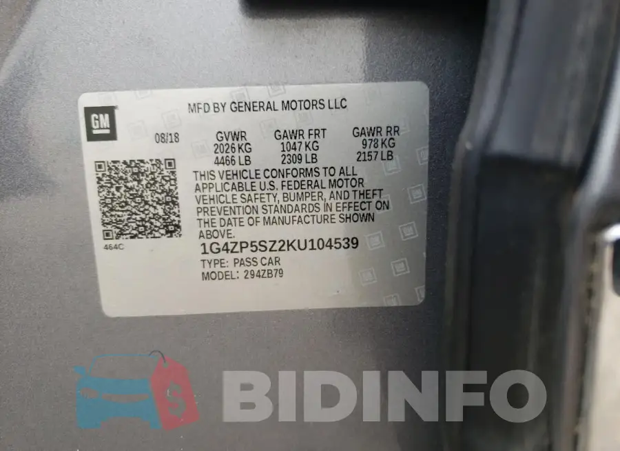 1G4ZP5SZ2KU104539 Photo# 12