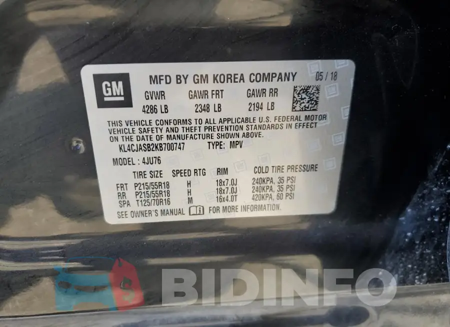KL4CJASB2KB700747 Photo# 14