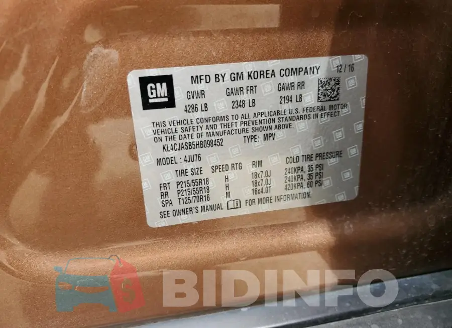 KL4CJASB5HB098452 Photo# 12