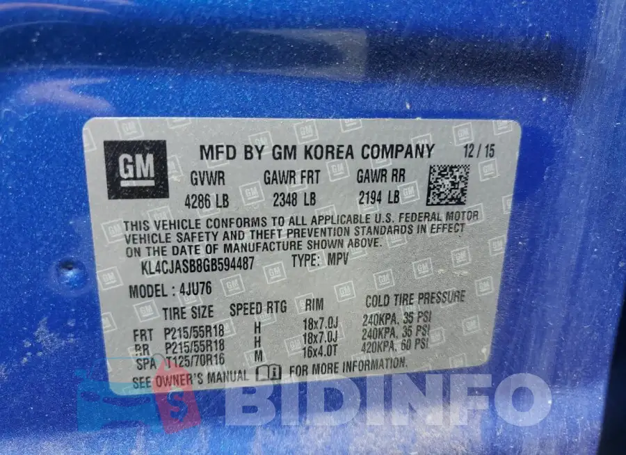KL4CJASB8GB594487 Photo# 13