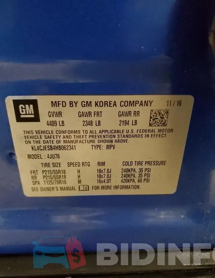 KL4CJESB4HB062341 Photo# 14