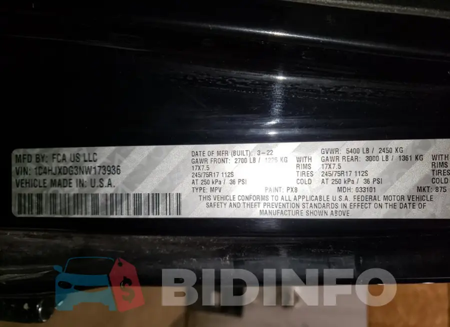 1C4HJXDG3NW173936 Photo# 12