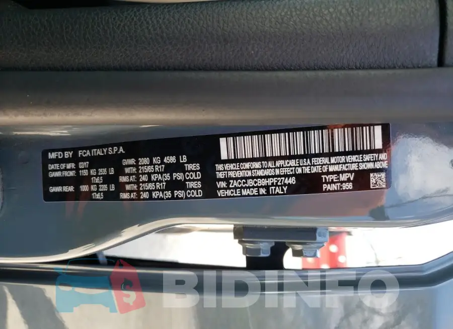 ZACCJBCB9HPF27446 Photo# 13