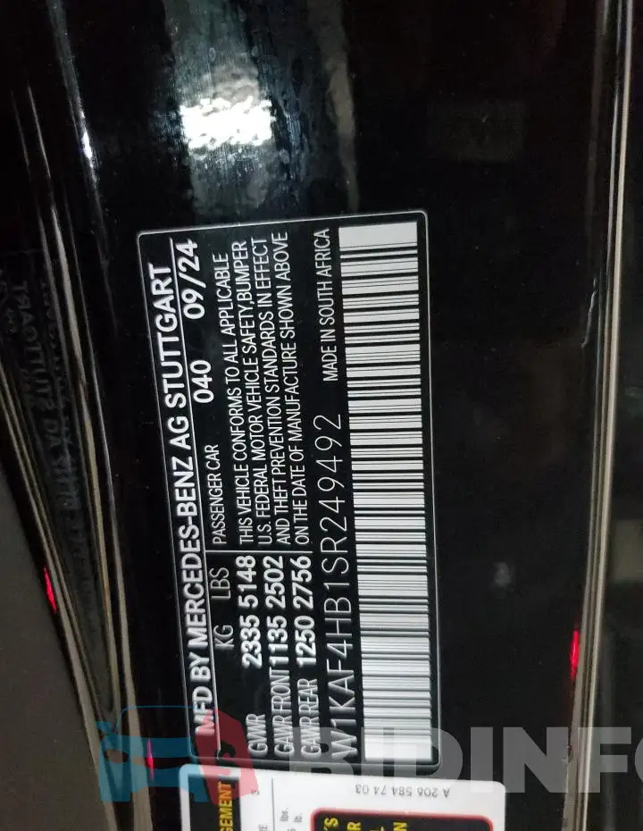 W1KAF4HB1SR249492 Photo# 12