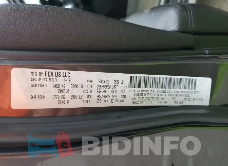 1C4RDJDG4GC323470 Photo# 14