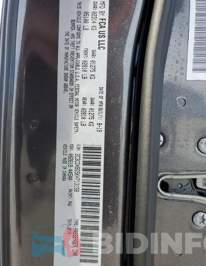 2C3CDXBG5KH713158 Photo# 12