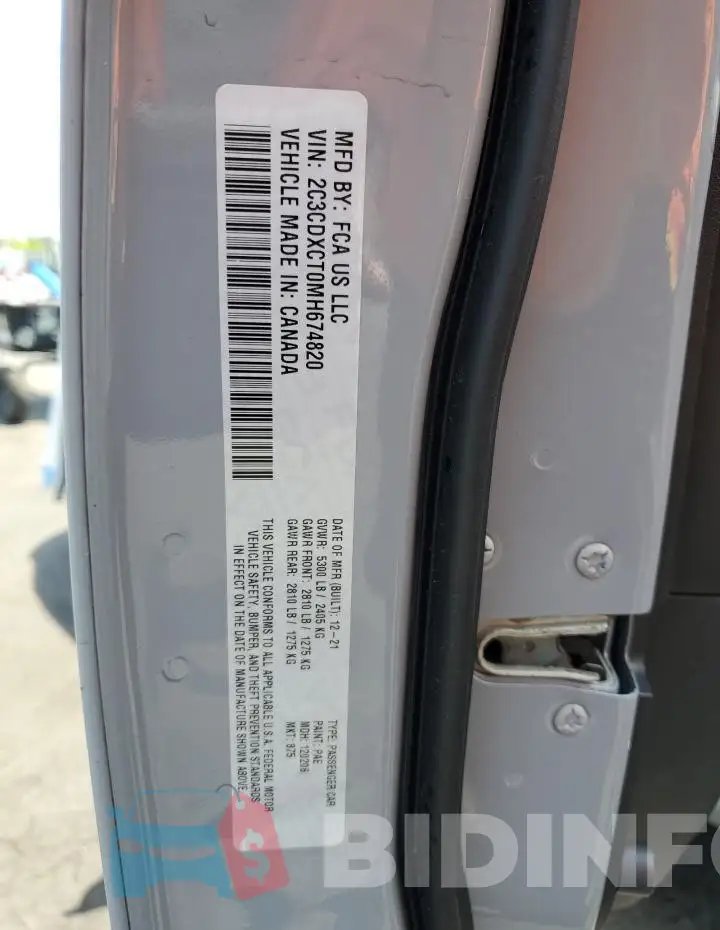 2C3CDXCT0MH674820 Photo# 12