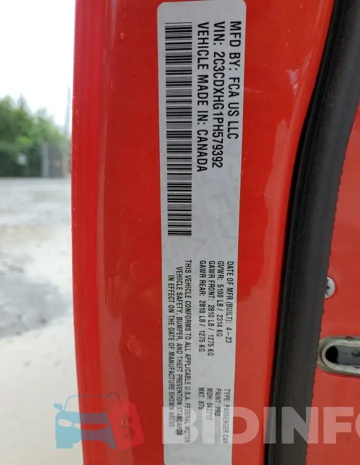 2C3CDXHG1PH579392 Photo# 12